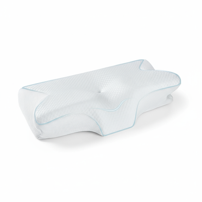 Cushion with blue mesh on a white background