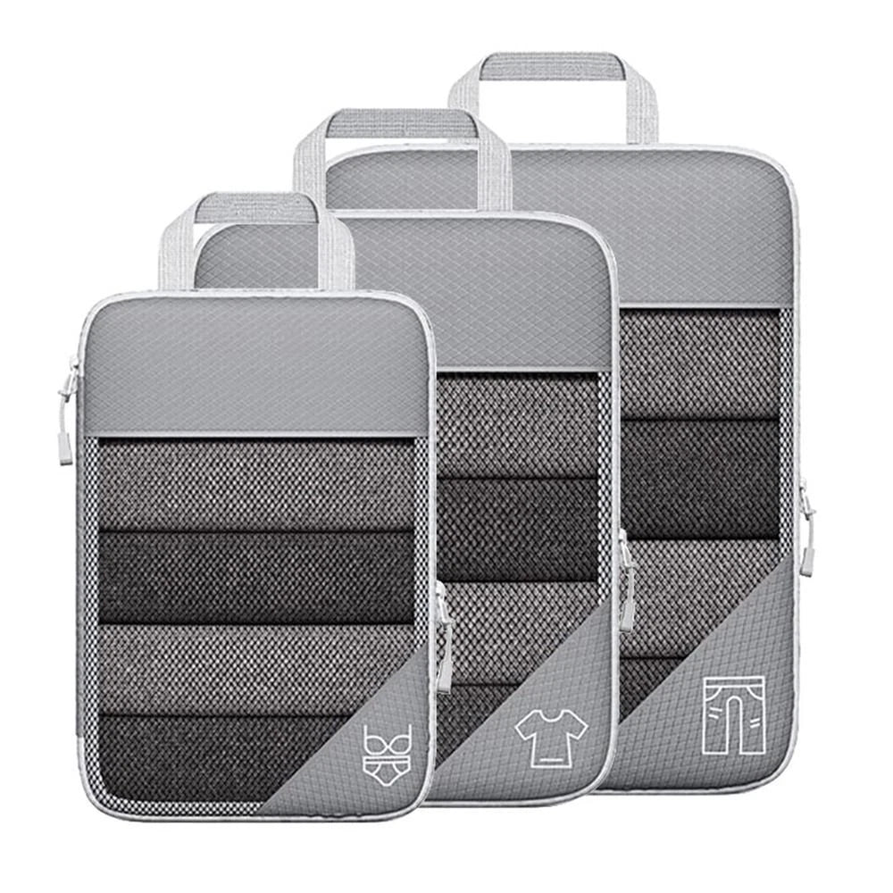 Set of gray packing cubes with mesh sections on a white background