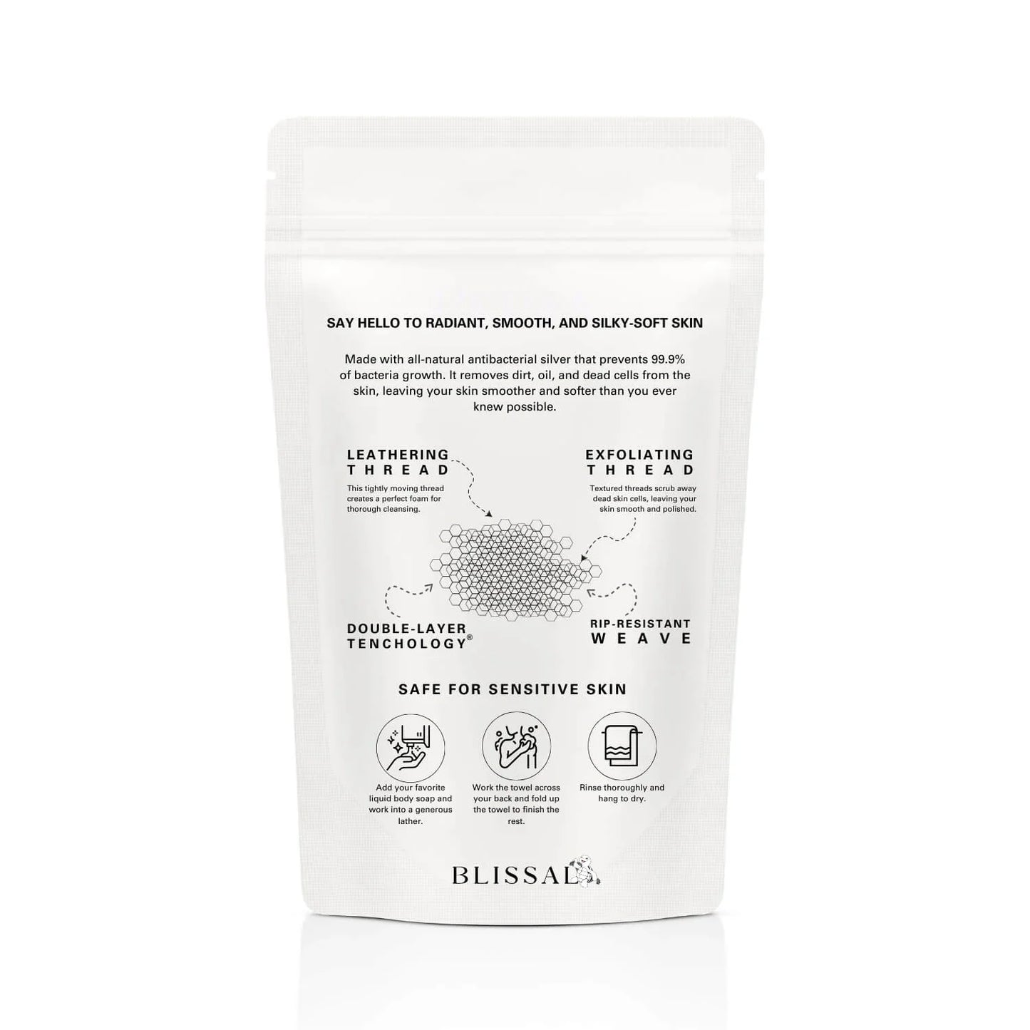 White packaging of Blissaa with text and branding on a white background