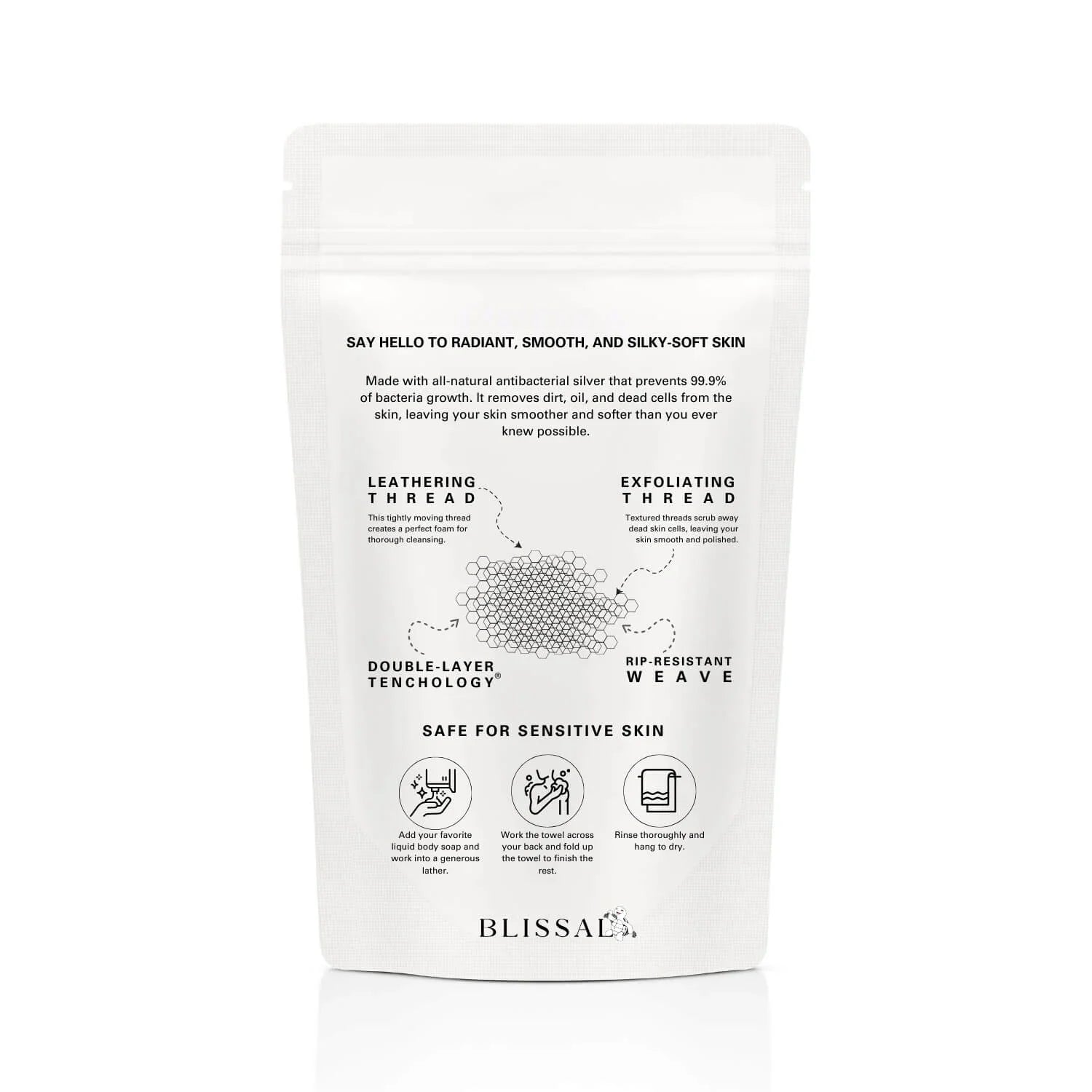 White packaging of Blissaa with text and branding on a white background